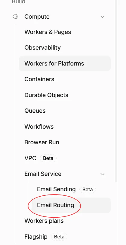 在 Cloudflare 中进入 Email Routing